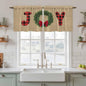 Red Green Christmas Kitchen Tier Curtains 24 Inch Long 2 Panel Set,Rod Pocket Cafe Small Window Curtains Over Sink,Xmas Botanical Winter Farmhouse Short Drapes for Bathroom Cabinet 27.5"W x 24"L
