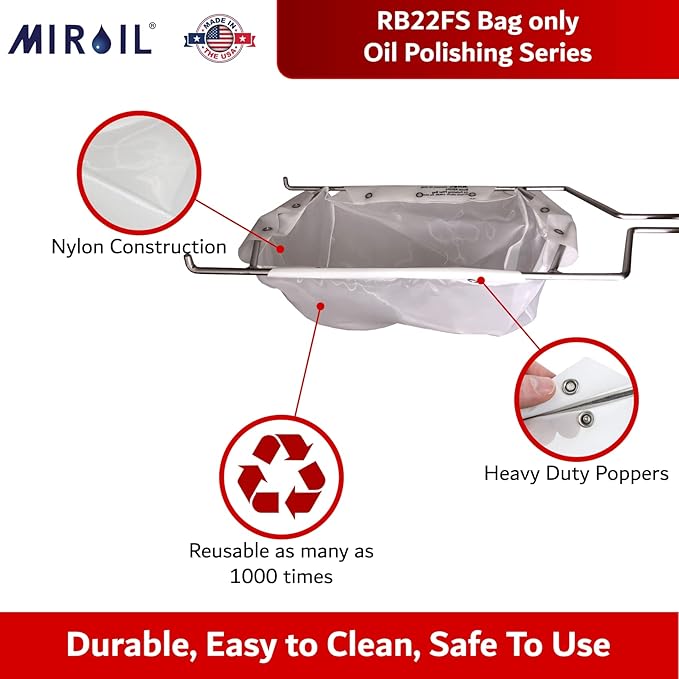MirOil RB22FS Oil Polishing Filter Bag, Maintain Quality & Taste of Fried Foods, Reduce Contaminants, Extends Life of Hot & Cold Cooking Oil for Diner, Restaurant & Food Service(Bag Only) - Part 12748