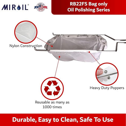 MirOil RB22FS Oil Polishing Filter Bag, Maintain Quality & Taste of Fried Foods, Reduce Contaminants, Extends Life of Hot & Cold Cooking Oil for Diner, Restaurant & Food Service(Bag Only) - Part 12748