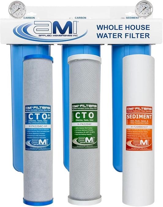 Applied Membranes Inc. 3-Stage Whole-House Water Filter System with 20-Inch Sediment and Carbon-Block Filters