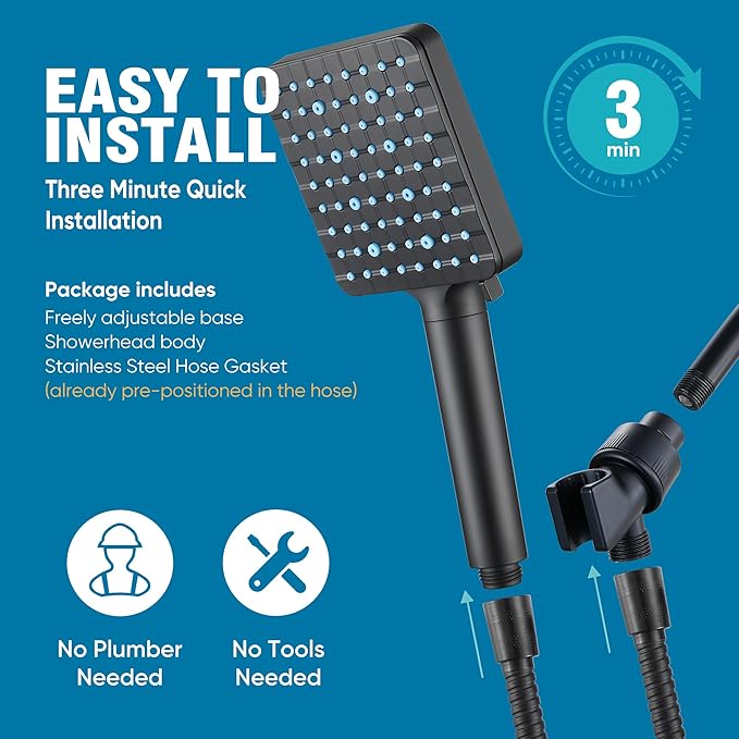 Cobbe Filtered Shower Head with Handheld, High Pressure 6 Spray Mode Showerhead with Filters, Water Softener Filters Beads for Hard Water - Remove Chlorine - Reduces Dry Itchy Skin, Matte Black