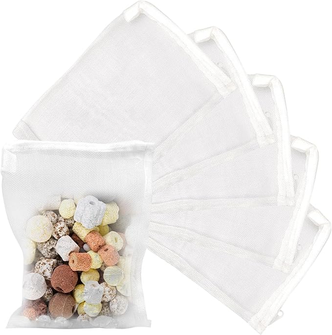 10 Pack Aquarium Filter Media Bags, 5.5 x 7.9 Inch Reusable Mesh Bags with Zipper for Activated Carbon Resins (10)