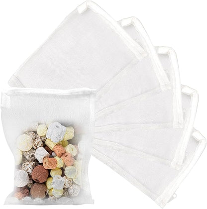 10 Pack Aquarium Filter Media Bags, 5.5 x 7.9 Inch Reusable Mesh Bags with Zipper for Activated Carbon Resins (10)