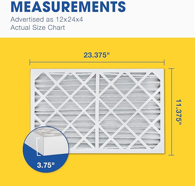 Aerostar 12x24x2 MERV 13 Pleated Air Filter, AC Furnace Air Filter, 6 Pack (Actual Size: 11 3/8" x 23 3/8" x 1 3/4")