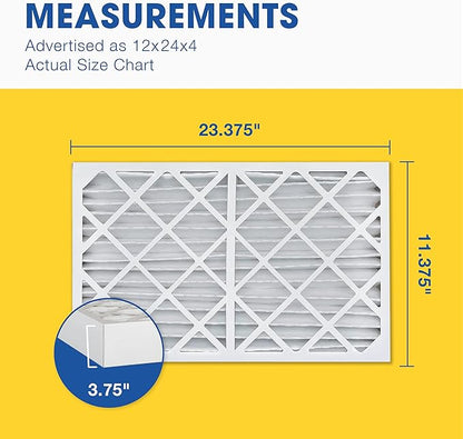 Aerostar 12x24x2 MERV 13 Pleated Air Filter, AC Furnace Air Filter, 6 Pack (Actual Size: 11 3/8" x 23 3/8" x 1 3/4")
