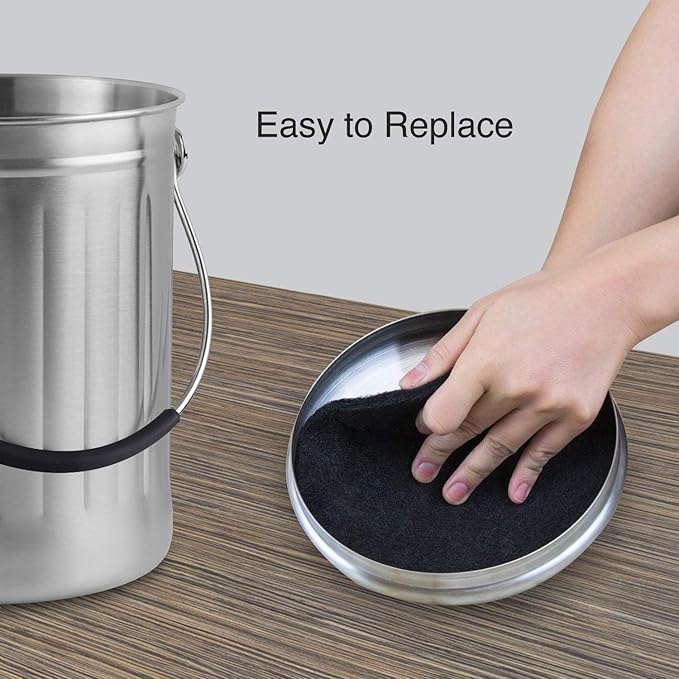 12 Pieces Activated Carbon Compost Bin Filters - 6.7 Inch Extra Thick Indoor Compost Bucket Filter Activated Charcoal Countertop Replacement Bin Filters, Round