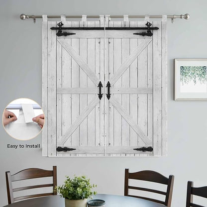 Farmhouse Wood Grain Bathroom Curtains 63 Inch Length, Window Curtains Tab Top, Vintage Country Barn Gate Grey Light Filtering Window Treatments Drapes 52"x63" 2 Panel