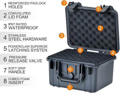 MEIJIA Portable All Weather Waterproof Camera Case With Foam,Fit Use of Drones,Camera,Equipments,Elegant Black,10.62 x9.68x6.87inches