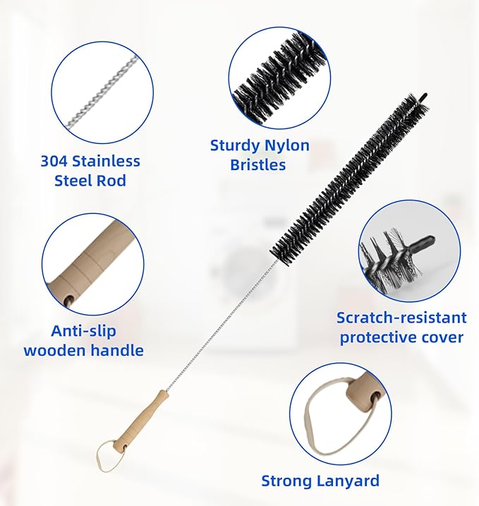 Dryer Vent Cleaner Kit 5 Pack for Fire Prevention-Home Essentials Long Flexible Dryer Vent Brush for Lint Trap-Multipurpose Household Cleaning Tools