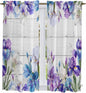 Spring Flowers Kitchen Curtains, Watercolor Garden Florals Wooden Grain Light Filtering Window Curtain Panels, 2Pcs Rod Pocket Window Treatments Set for Living Room Bathroom Bedroom 42x63 Inches