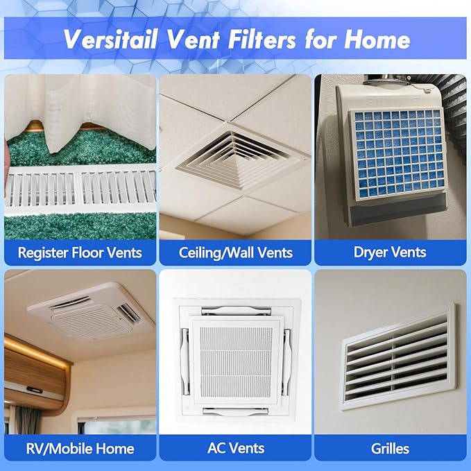 MERV 8 Filter Material, 23 Ft² Cut to Fit Air Filters Electrostatic Media for Stops Dust and Pet Dander With Adhesive Hook Tape for Home Ceiling AC HVAC Furnace Vents