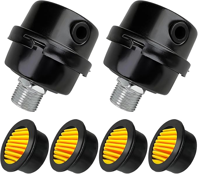 2 Pcs 1/2" Thread Air Compressor Silencer Filter, 20mm Metal Noise Muffler, Intake Filter Replacement for Generators, Blowers, Exhaust Ports, Air Compressor Parts