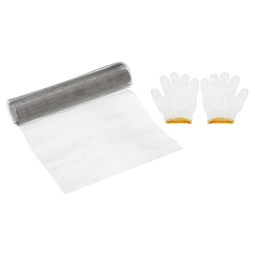 PATIKIL 40" L x 16" W Woven Wire Mesh, 16 Mesh 304 Stainless Steel Air Vent Filter Screen with Gloves for Window Security Vent Cover Filtration Animals Fence