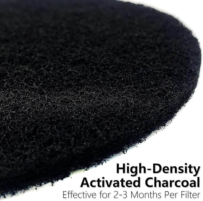 6 Pack Charcoal Filters for Compost Bucket – 6.7 Inch Round Activated Carbon Filters for Countertop Compost Bins – Odor Reducing Replacement Filter Discs for Kitchen Trash Can Lid