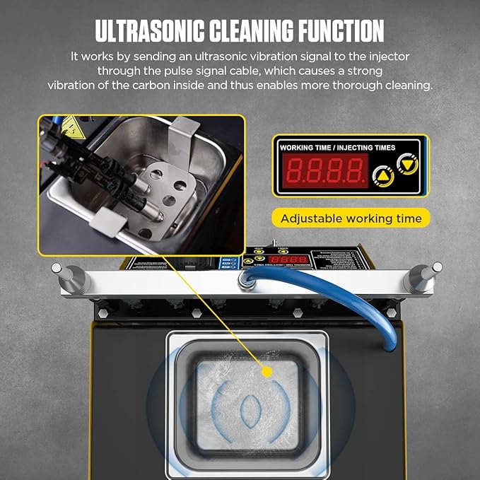 AUTOOL GDI Fuel Injector Cleaner & Tester 110V Ultrasonic Wave Fuel Injection Leakage Tester 6-Cylinder Automotive Fuel Injector Cleaning Machine