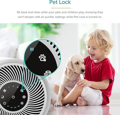 LEVOIT Air Purifier for Pets, Home, Large Rooms, and Bedrooms, HEPA Sleep Mode, AHAM VERIFIDE, Efficient Filter for Pet Dander, Odors, Captures Smoke, Dust, Mold, Pollen, Pet Lock, Core P350-P, Grey
