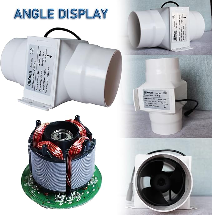 3 Inch Inline Duct Extractor Fan 75Mm 12V Powerful Exhaust Blower Speed Controller 6W Inline Booster Air Diffuser Fan for Grow Tents Workshop (Color : NO Adjustable Speed, Size : 6w)