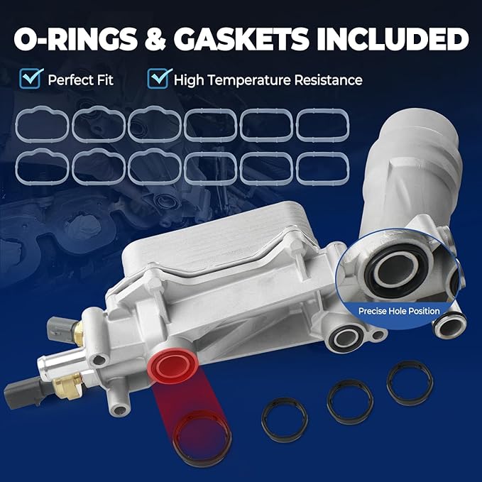 926-959 Upgrade Aluminum Engine Oil Cooler Oil Filter Housing for 2011-2016 Jeep Wrangler Grand Cherokee Dodge Challenger Charger Journey Caravan Durango Chrysler 300 200 Town Country Ram 3.6L 926-876