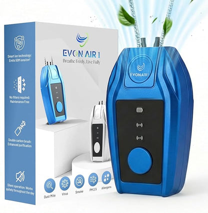 Portable Air Purifier for Travel with 50M Ions/cm³ | Mini Wearable Necklace Ionizer, Filterless, No Maintenance | Personal Air Purifier Small, 500mAh Rechargeable, 75Hr Runtime, CE ROHS FCC Certified