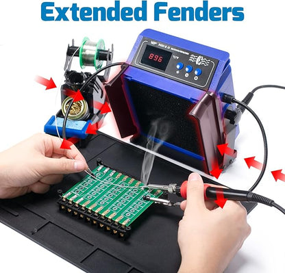 WEP 948DQ-III Fume Extractor Double Filtering with 110W Soldering Iron Station 2-in-1 Solder Smoke Absorber, with PID Control, ℉/℃, Sleep Mode, Tip Cleaner, 3 Soldering Tips, 35g Solder