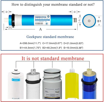 Geekpure 50 GPD Reverse Osmosis RO Membrane Replacement -NSF Certificated (Pack of 25)