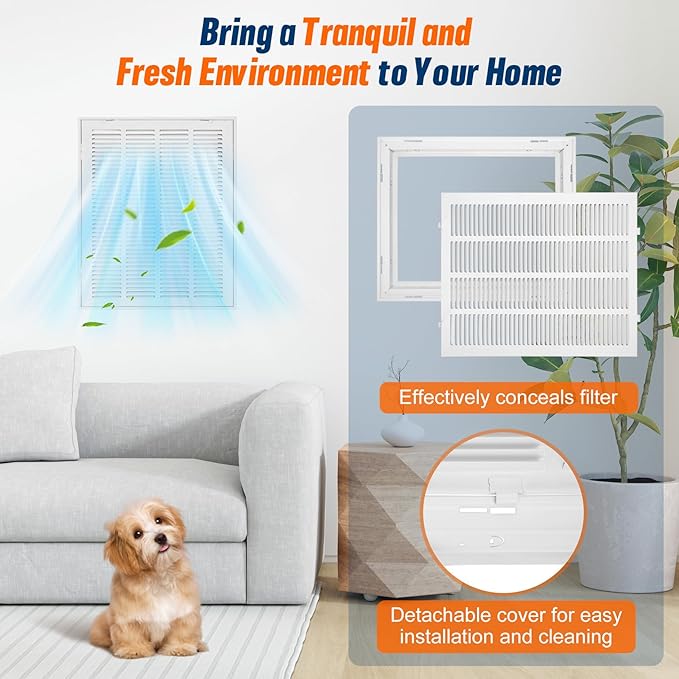 Fancat Return Air Filter Grille for 16x20 Ducts, Steel Air Vent Cover with Removable Door for 1" Filters | Fits Sidewall & Ceiling | Outer Size: 18 5/8" W x 22 5/8" H
