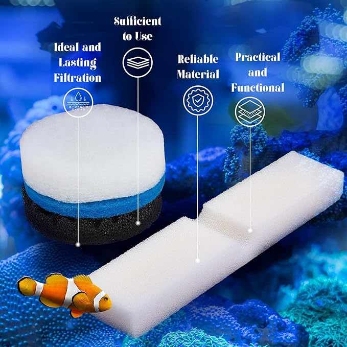 34 Pcs Aquarium Media Replacement Kit Compatible with Fluval Fx4 Fx5 Fx6, Quick Clear/Water Polishing Pads, Foam Pads, Carbon Sponge Filter, Activated Carbon, Silicone Lube, Mesh Bags