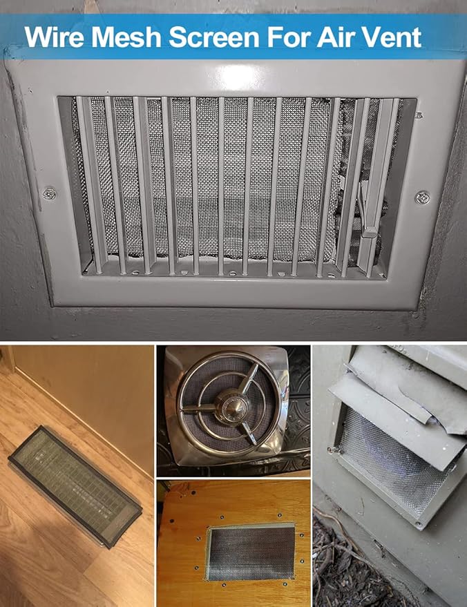 5 Pack Wire Mesh Screen 13.4'' x 9.5'' for Air Vent, 24cm x 34cm, 20 Mesh, 1mm Hole, 304 Stainless Steel Wire Mesh, Easy to Cut