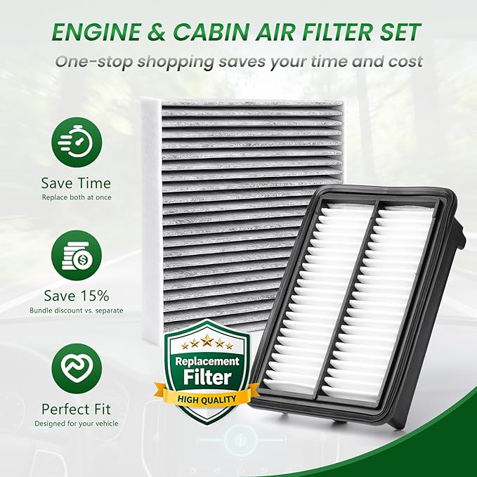 Cabin and Engine Air Filter Fits for Hoda accord 2023-2025, CIVIC 2025, CR-V 2023-2025, Replace for CF11182 CA12997