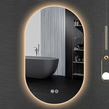 Irregular Bathroom Mirror with 3 Colour LED Light, Wall Mounted Makeup Mirror with Touch Switch and Demister Pad, Energy-Saving LED Smart Mirrors, Dimmable(C,23.6 * 47.2in/60 * 120cm)