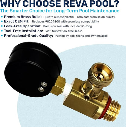 RV40600 (98209800) Brass Air Relief Valve | Compatible with Pool Filter Systems - FNS, Clean and Clear, Quad DE, 4000 Series Filters I Essential Pool Maintenance Accessory, Yellow/Black