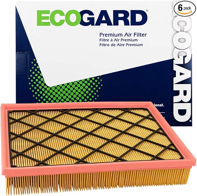 ECOGARD XA11777 Premium Engine Air Filter Fits 2021-2024 MG RX8, 2019-2023 Ford Ranger (Pack of 6)