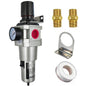 HengMinLingTong 1”NPT Compressed Air Filter Regulator Piggyback Combo, auto Drain, 5 Micron Brass Filter, Gauge and Bracket, Poly Bowl with Metal Guard AW5000-10D