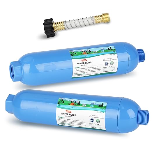 OULEME RV Water Filter, Inline Water Hose Filter for Camper, Travel Trailer, Marine, Garden, Pool, NSF Certified, Reduces Bad Taste, Odors, Chlorine
