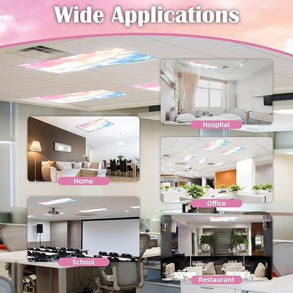 Fluorescent Light Covers - Classroom Covers for Ceiling Lights, 1 PCS 4 x 2 Feet Magnetic Light Filters, Classroom, Office Decor (Rainbow)