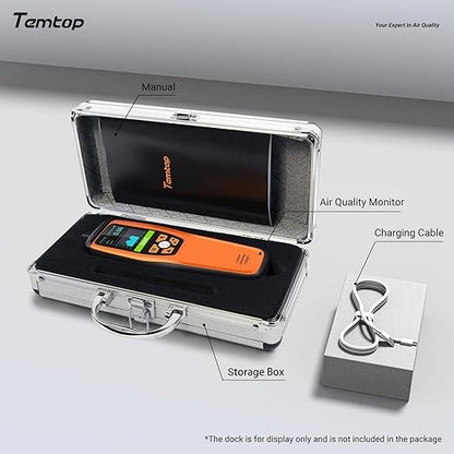 Temtop Advanced Air Quality Monitor for CO2, PM2.5, PM10, with Audio Alarm, Temp & Humidity Insights, Plus Data Export for in-Depth Analysis, M2000C 2ND