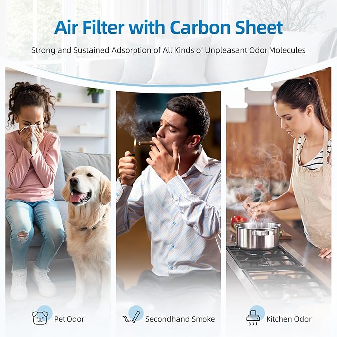 20x25 Replacement Filter Pads Compatible with Dynamic Air Cleaner 20x25,Electrostatic Fiberglass Activated Carbon White (6 Pack)