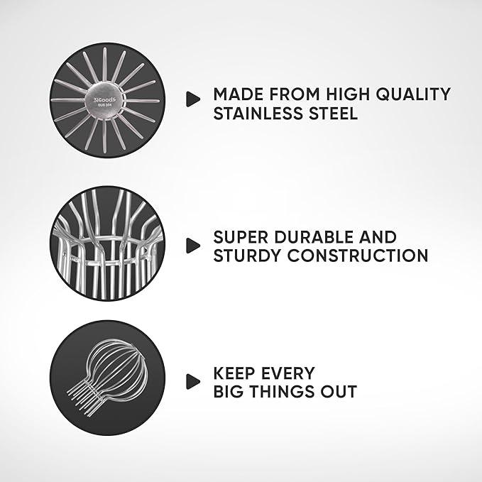 Gutter Guard, 304 Stainless Steel Roof Drain Cover, Anti-Clogging Filter for Leaves & Debris, Outdoor Pipe Protector for Roofs, Balconies, and Gardens (Pack of 2, 3 inch)