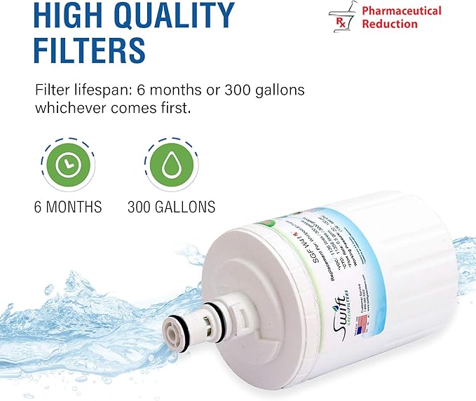 Swift Refrigerator Water Filter Compatible with Whirlpool EDR8D1,FILTER 8,46-9002, 8171413, 8171414 Made in USA SGF-W41 (2 Pack)