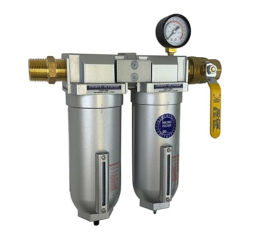 3/4" NPT Industrial (2-Stage) Moisture Removing Particulate Filter Water Separator and Oil, Moisture Vapor Removing Coalescing Filter for Compressed Air