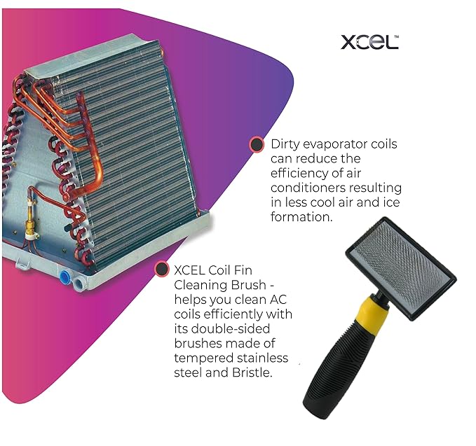 Coil Cleaning Fin Brush for AC Evaporator and Condenser Coils – HVAC Coil Cleaner | Stainless Steel Pins - Improve Efficiency, Prevent Ice Build-Up, Easy AC Maintenance