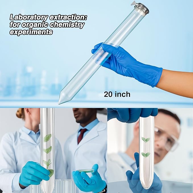 Chunful Glass Extractor Extraction Filter Tube 20" Long 50mm Diameter Thick and Sturdy Extraction Filter Tubes with Stainless Steel Clamp