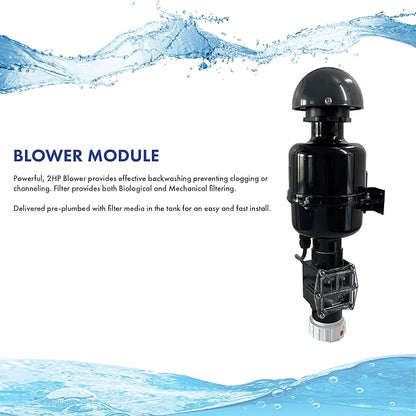 HALF OFF PONDS Simply Clear PRO Koi Pond Filter System: 2HP Blower, 160 watt UV Clarifier, 1.5 HP Variable Speed Pump, Filters Ponds Up to 11,000 Gallons, Complete Kit with Bio Media & Multiport Valve