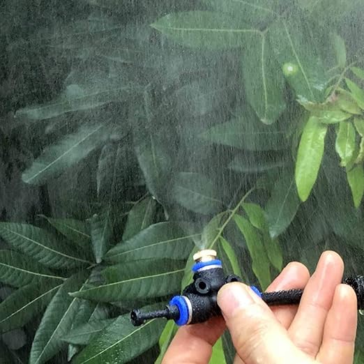 iRuiZhe Misting Cooling System Kit 59FT(18M) DIY Outdoor Mist Cooling Kit+21 Brass Nozzles Garden Misting Irrigation System for Lawn Patio Garden Greenhouse