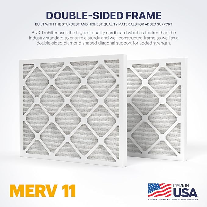 BNX TruFilter 24x30x1 Air Filter MERV 11 (4-Pack) - MADE IN USA - Allergen Defense Electrostatic Pleated Air Conditioner HVAC AC Furnace Filters for Allergies, Dust, Pet, Smoke, Allergy MPR 1200 FPR 7