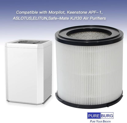 PUREBURG Replacement Filter Compatible with Morpilot, Keenstone,ASLOTUS ELITUN Safe-Mate KJ130V1 Air Purifiers, H13 HEPA Activated Carbon 2-Pack Air Clean Dust VOCs Odor