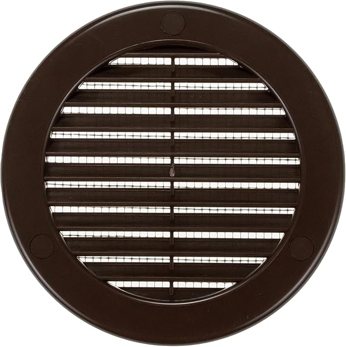Vent Systems 4" Inch (Opening Dimensions) - Pack of 2 - Brown Soffit Vent Cover - Plastic Round Air Vent Grille - Built-in Mesh Screen - HVAC Register Louver for Bathroom, Home, Kitchen