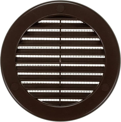 Vent Systems 4" Inch (Opening Dimensions) - Pack of 2 - Brown Soffit Vent Cover - Plastic Round Air Vent Grille - Built-in Mesh Screen - HVAC Register Louver for Bathroom, Home, Kitchen