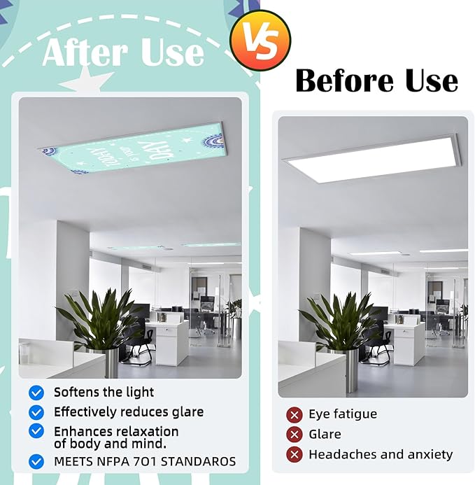 Fluorescent Light Covers - Classroom Covers for Ceiling Lights, 1 PCS 4 x 2 Feet Magnetic Light Filters, Classroom, Office Decor (Todat is Your Day)