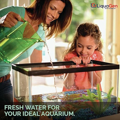 LiquaGen 4 Stage Reverse Osmosis and Deionization (RO/DI) Portable Space Saver Water Purification System | Water Filtration System for Aquarium Filter Processes + Manual Flush Valve (100 GPD)